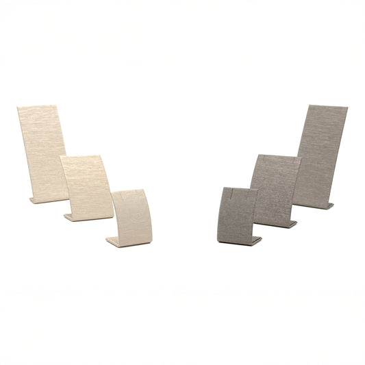 Impressions | Curved Earring / Pendant Stand - Premium Soft-Touch Imitation Silk, Champagne & Platinum