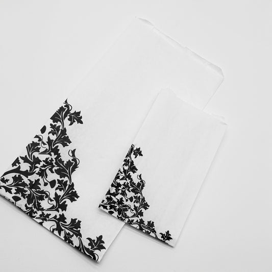 Lyon Plus | Monochrome Chic Floral Paper Bags (Pack of 1000)