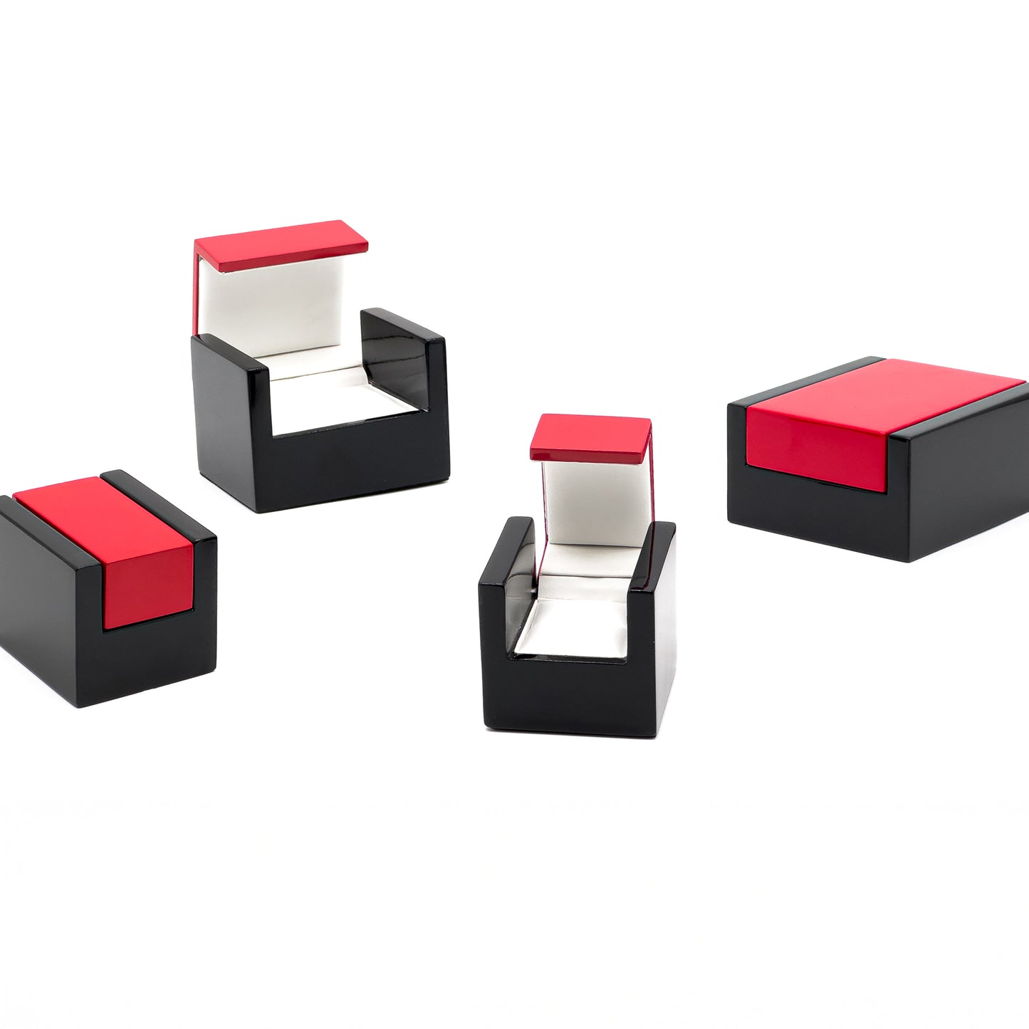 Geneva | Luxury Red / Black Gloss Hardwood Stud Earring Case (Pack of 10)