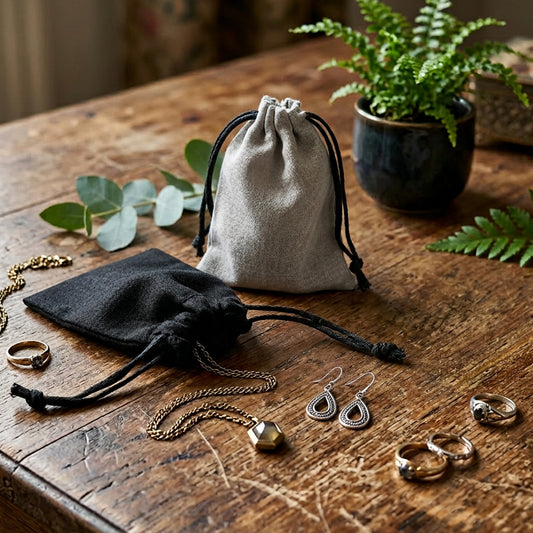 Linen Drawstring Gift Pouches | 100% Recyclable | Affordable Packaging (Pack of 10)