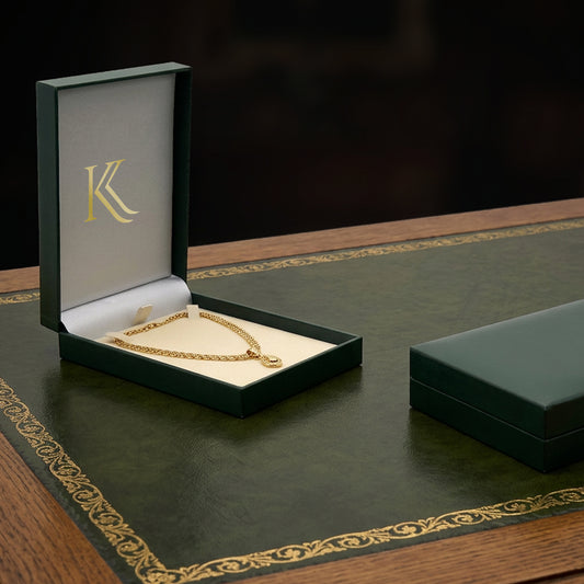 Marham | Classic Green / Cream Plain Leatherette Necklace Case (Pack of 12)