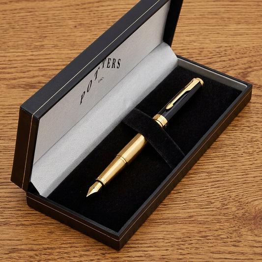 Modish | Luxury Parker Jotter Pen Case | Black Leatherette with Gold Tooling (Pack of 6)