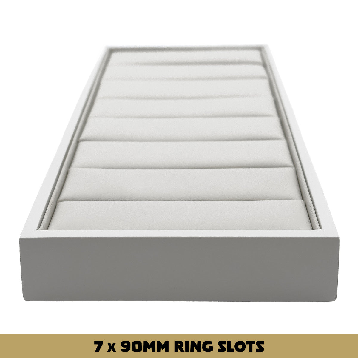 Impressions | Tiered Multi-Ring / Bangle Display Block | White Lacquered Wood & PU Leather Finish