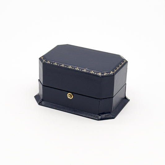 Sandringham | Navy Blue Antique Leatherette Cufflink Case with Gold Tooling (Pack of 12)