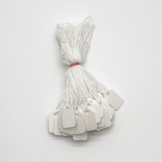 Strung Tags | Durable White Ticket Cards (Pack of 200)