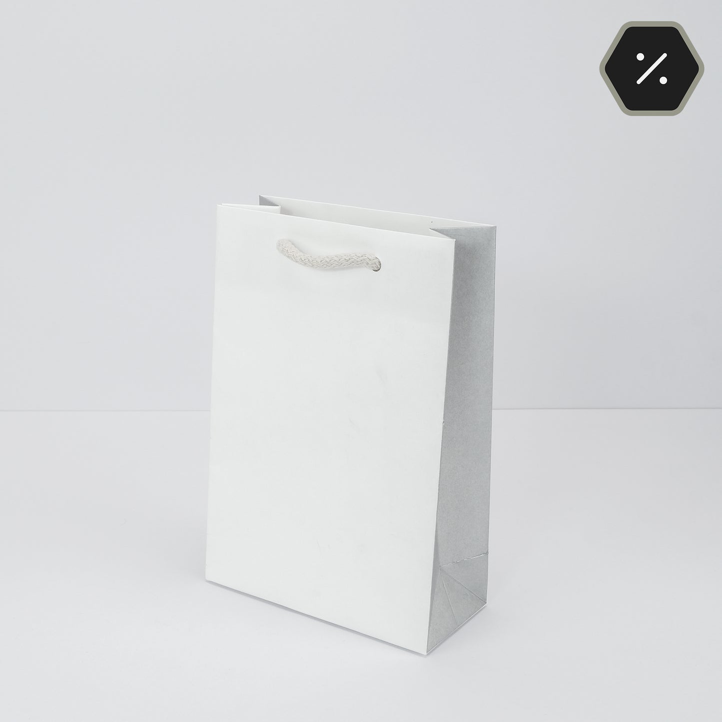 Modern Gift Bags, White / Silver (Pack of 100)