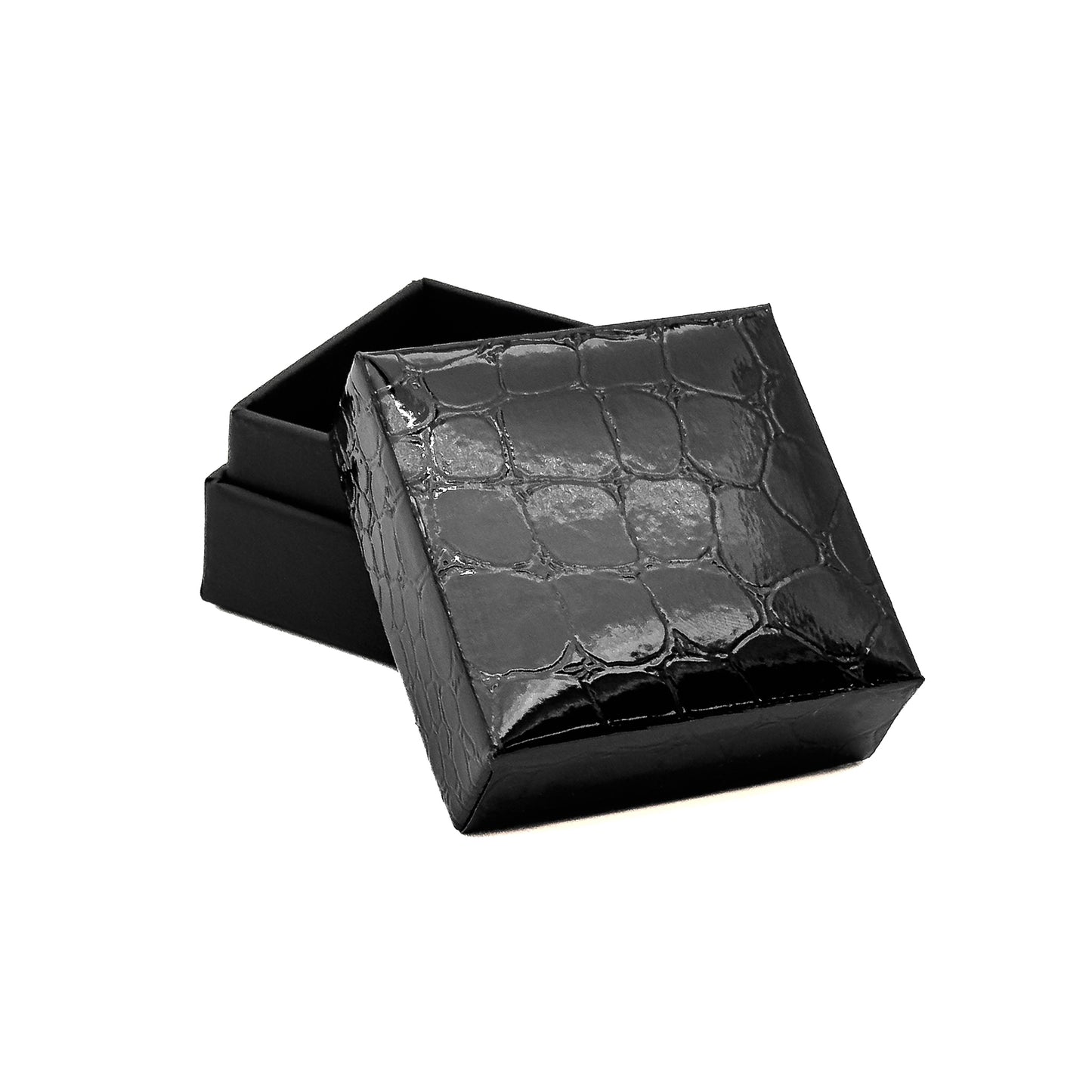 Amazon | Black Gloss Ring Box with Imitation Crocodile Skin Finish (Pack of 30)
