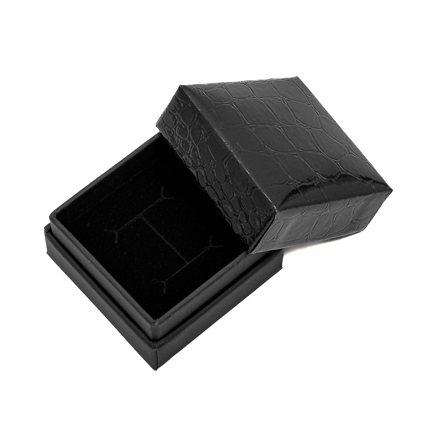 Amazon | Black Gloss Ring Box with Imitation Crocodile Skin Finish (Pack of 30)