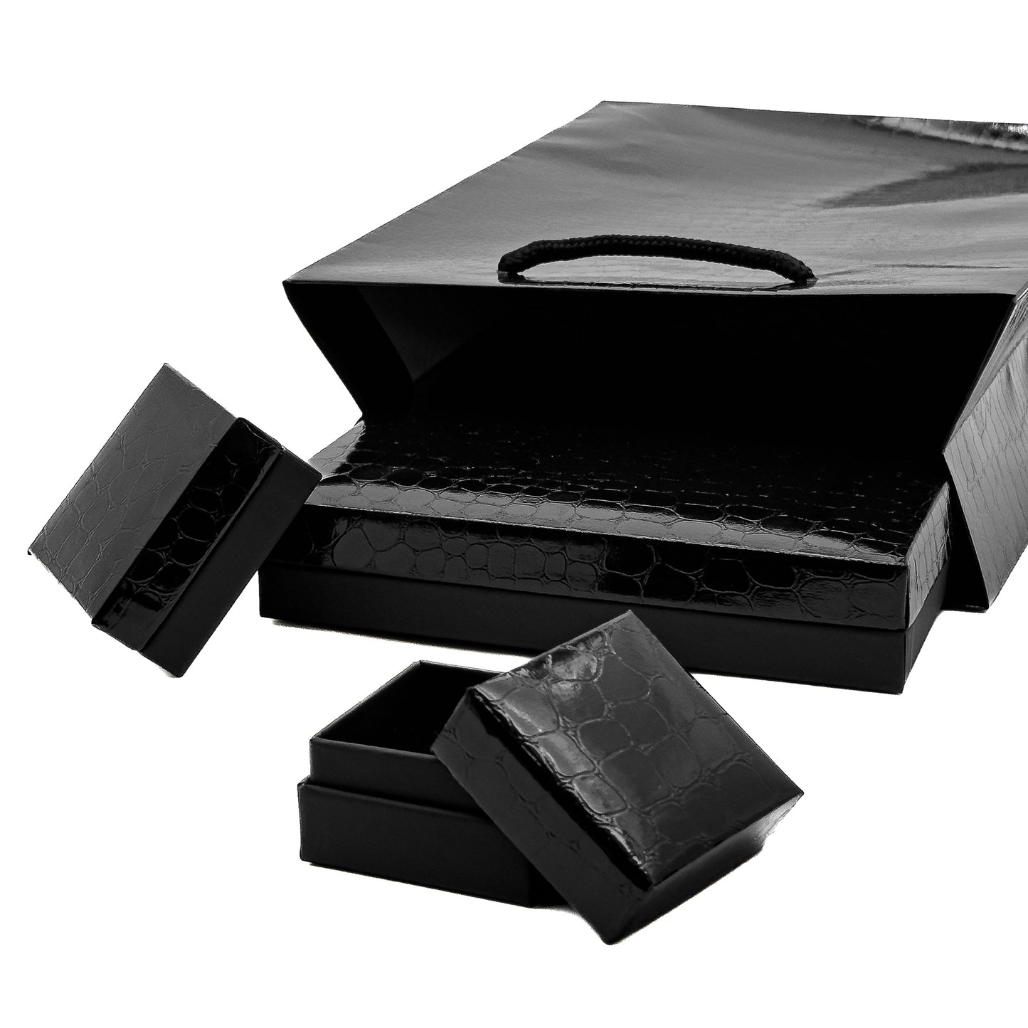 Amazon | Black Gloss 80x80mm Universal Box with Imitation Crocodile Skin Finish (Pack of 30)