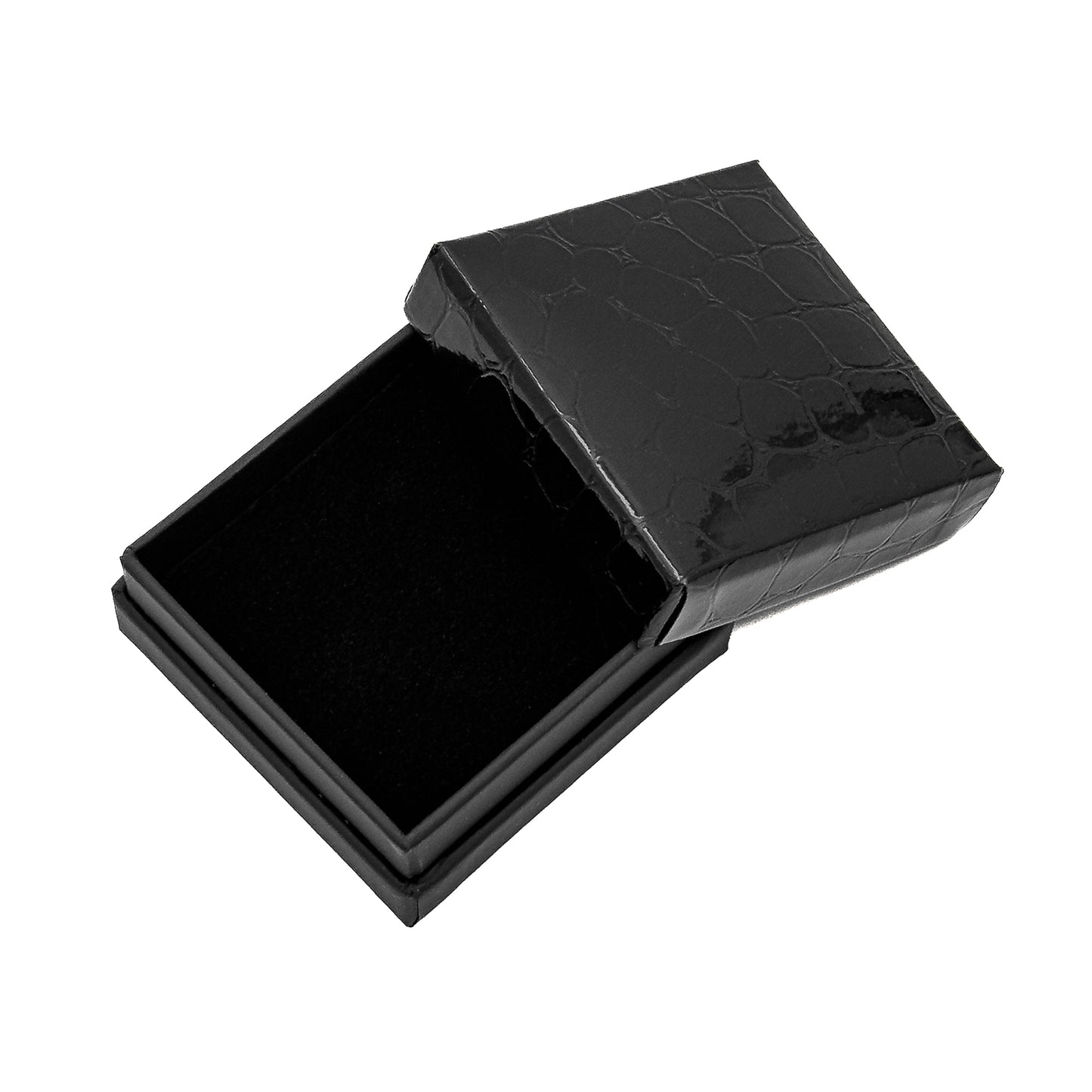 Amazon | Black Gloss 60x60mm Earring Box with Imitation Crocodile Skin Finish (Pack of 30)
