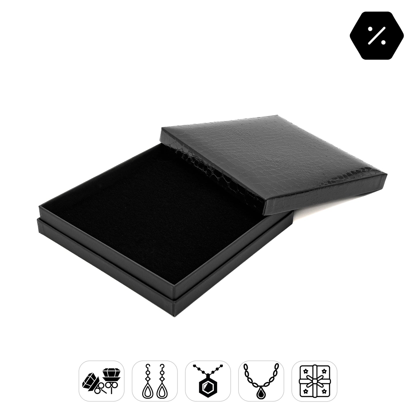 Amazon | Black Gloss Necklace Box with Imitation Crocodile Skin Finish (Pack of 10)
