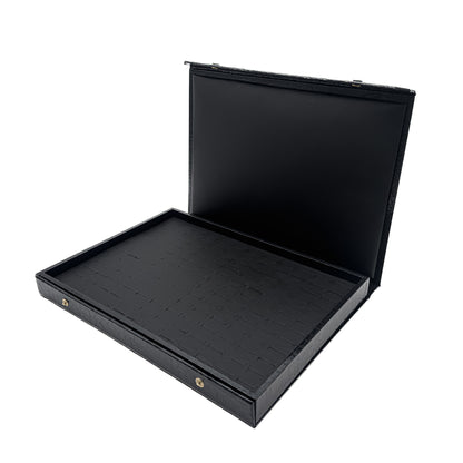Amazon | Black Gloss Ring Slot Button Closure Cases with Imitation Crocodile Skin Finish