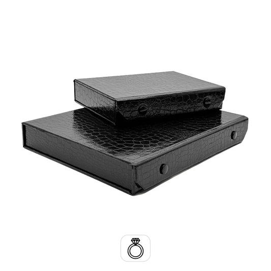 Amazon | Black Gloss Ring Slot Button Closure Cases with Imitation Crocodile Skin Finish