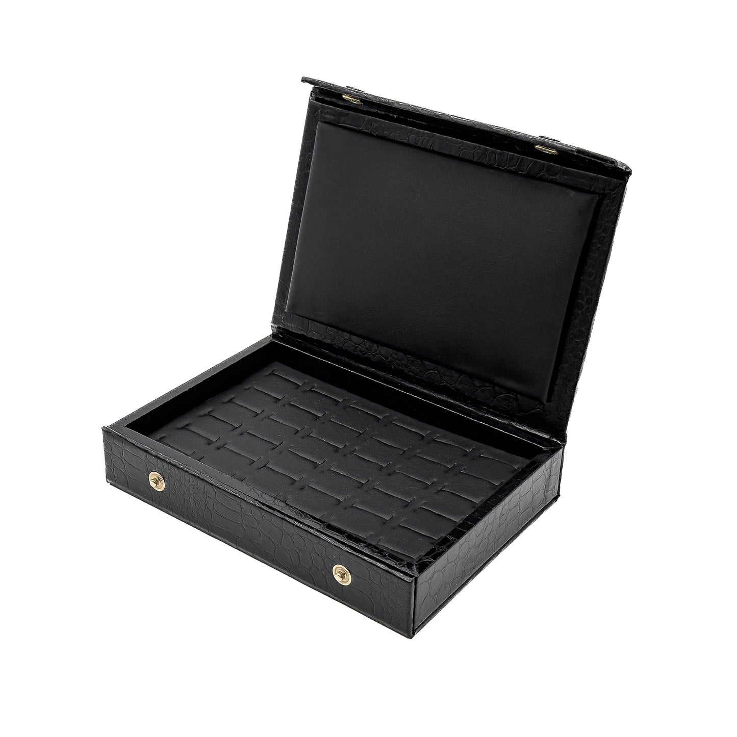Amazon | Black Gloss Ring Slot Button Closure Cases with Imitation Crocodile Skin Finish