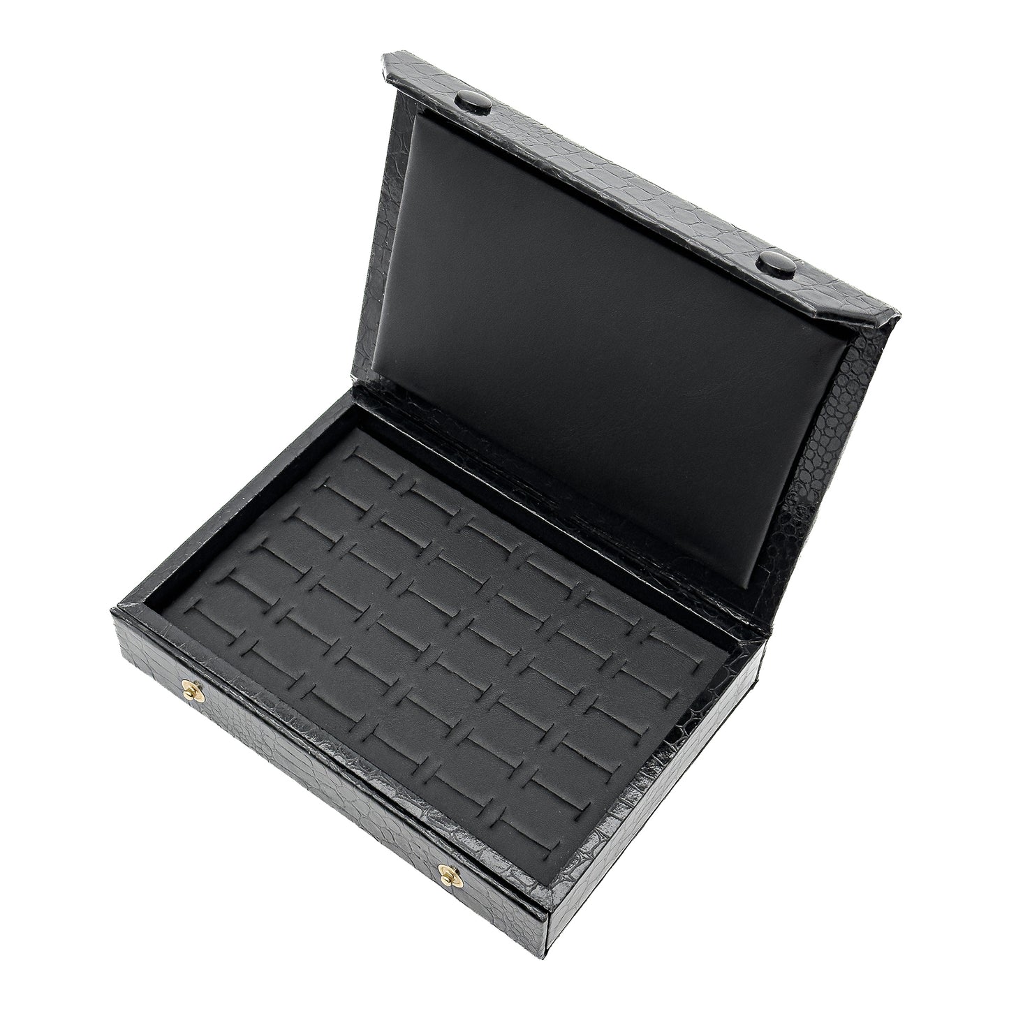 Amazon | Black Gloss Ring Slot Button Closure Cases with Imitation Crocodile Skin Finish