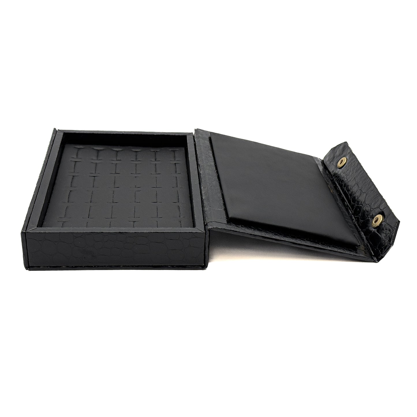 Amazon | Black Gloss Ring Slot Button Closure Cases with Imitation Crocodile Skin Finish