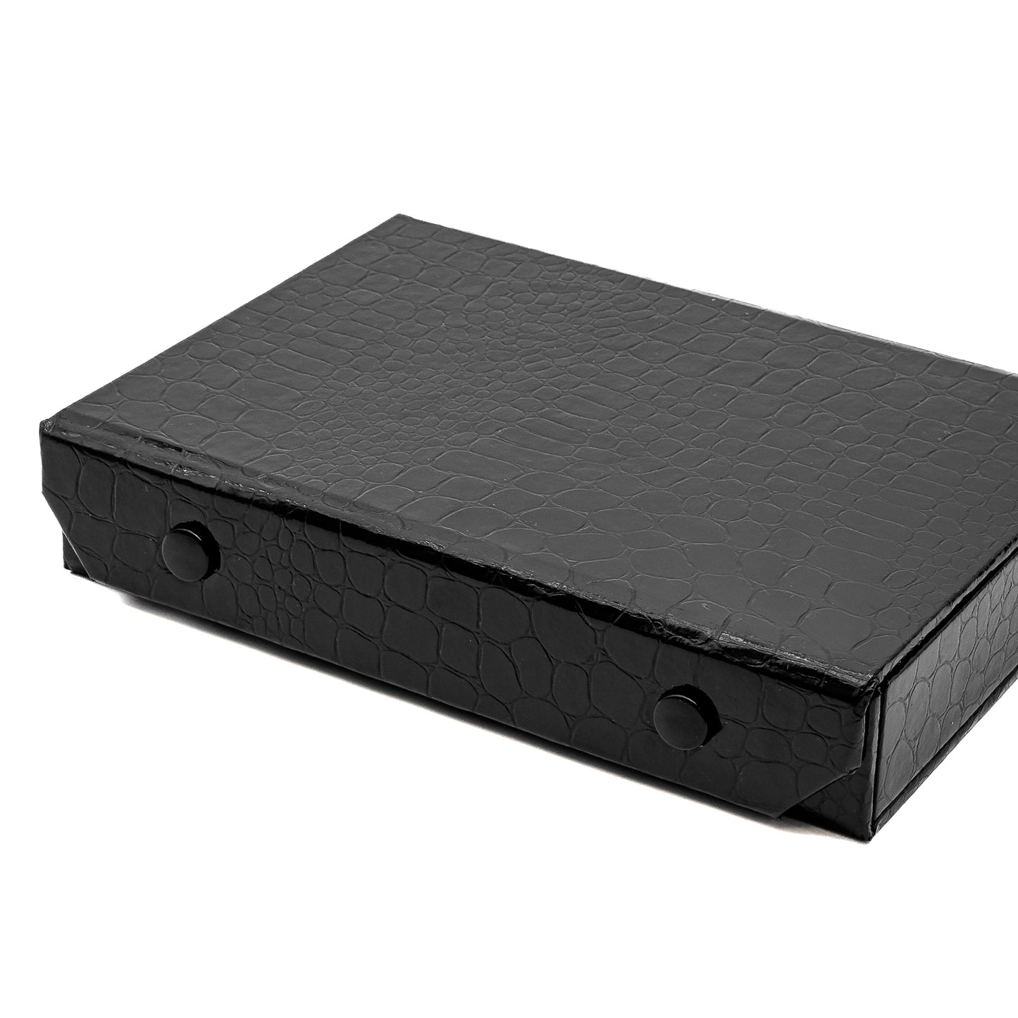 Amazon | Black Gloss Ring Slot Button Closure Cases with Imitation Crocodile Skin Finish