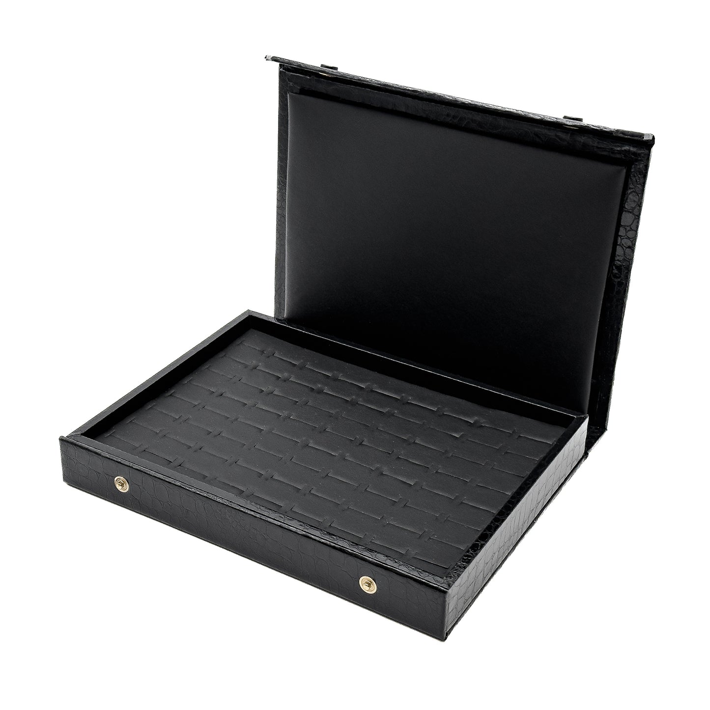 Amazon | Black Gloss Ring Slot Button Closure Cases with Imitation Crocodile Skin Finish