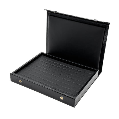 Amazon | Black Gloss Ring Slot Button Closure Cases with Imitation Crocodile Skin Finish