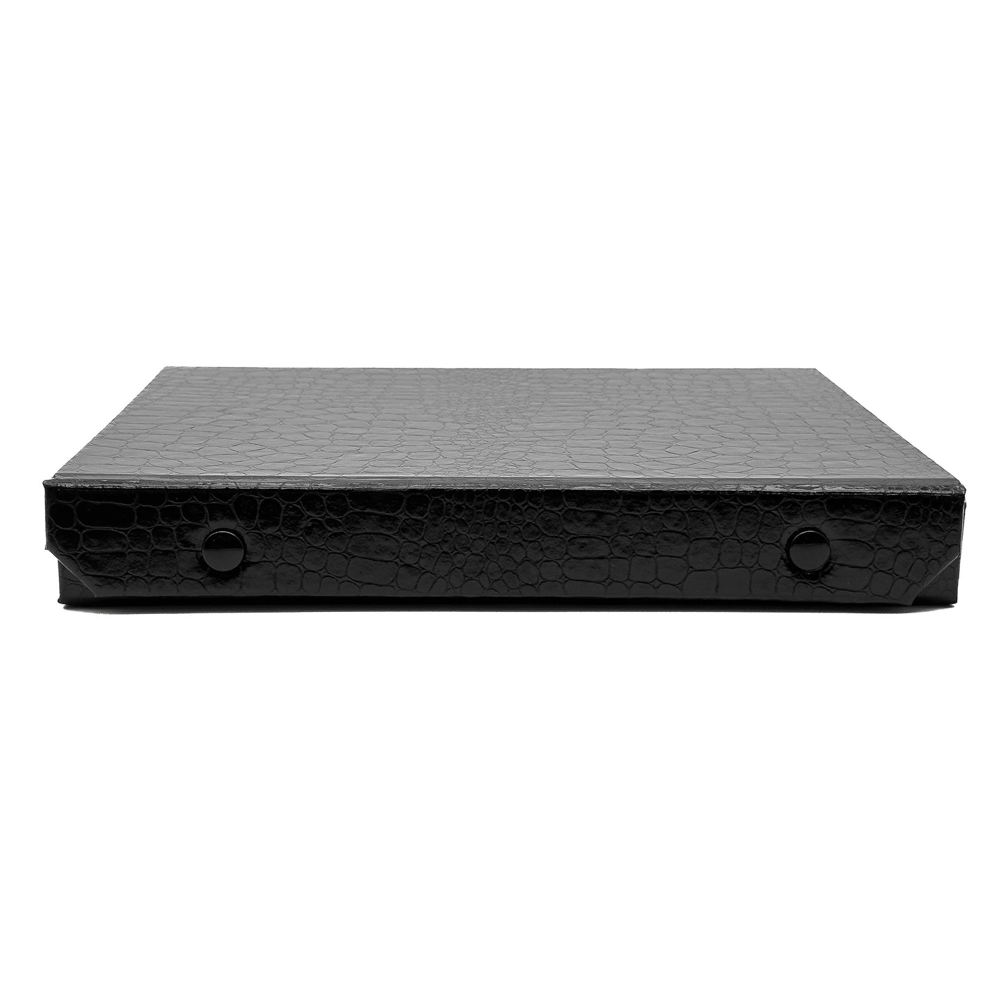 Amazon | Black Gloss Ring Slot Button Closure Cases with Imitation Crocodile Skin Finish