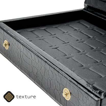 Amazon | Black Gloss Ring Slot Button Closure Cases with Imitation Crocodile Skin Finish