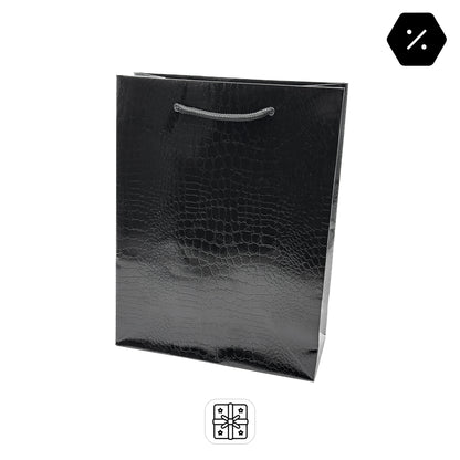 Amazon | Black Gloss String Handle Gift Bag with Imitation Crocodile Skin Finish (Pack of 10)