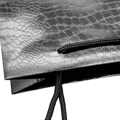 Amazon | Black Gloss String Handle Gift Bag with Imitation Crocodile Skin Finish (Pack of 10)