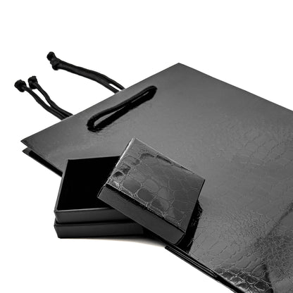 Amazon | Black Gloss String Handle Gift Bag with Imitation Crocodile Skin Finish (Pack of 10)