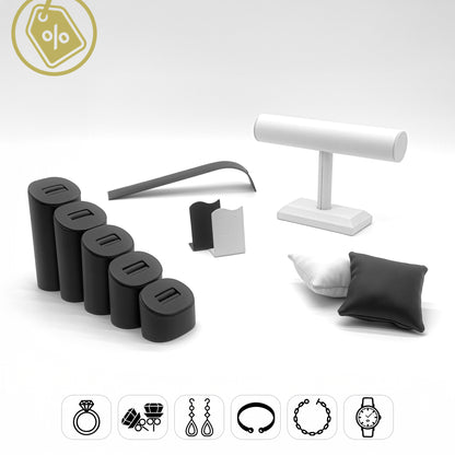 Assorted Clearance Displays | Black / White PU Leather Showcases