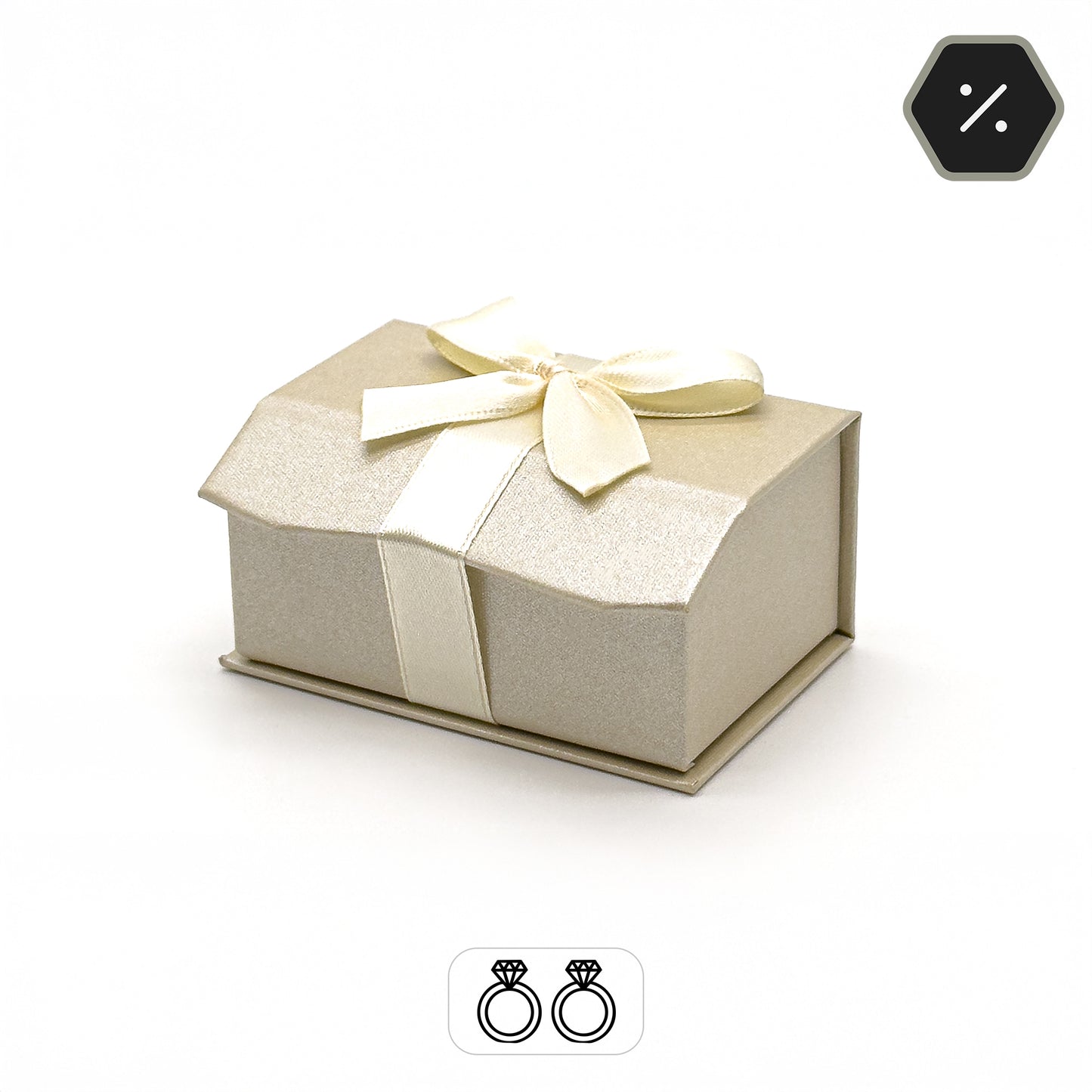 Beau | Ivory Satin Double Wedding Ring Box (Pack of 50)
