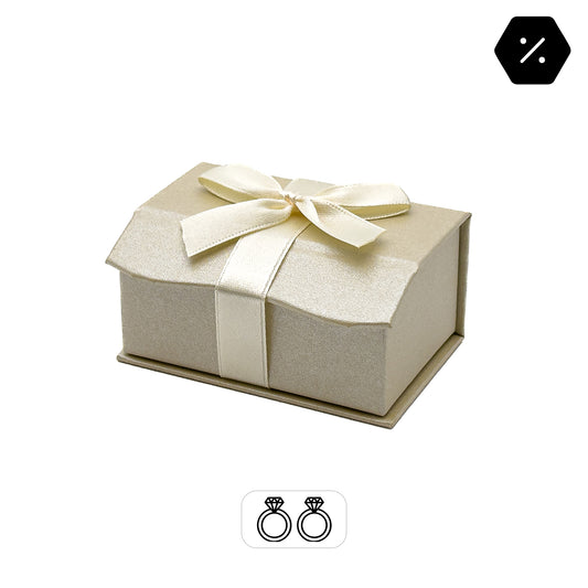 Beau | Elegant Ivory Satin Double Wedding Ring Box (Pack of 50)