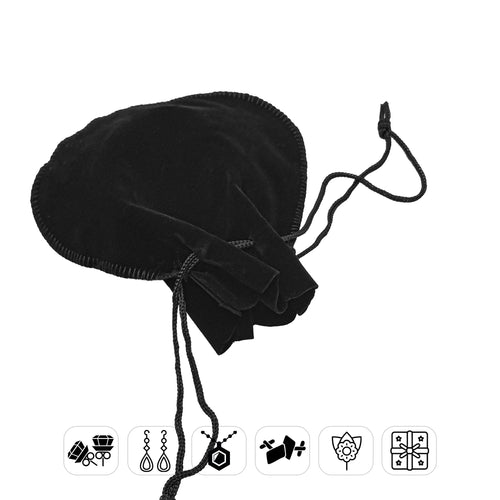 Black Velveteen Bell Pouches | Only £10 for 50 Pouches | Perfect for Gifts (Pack of 50)
