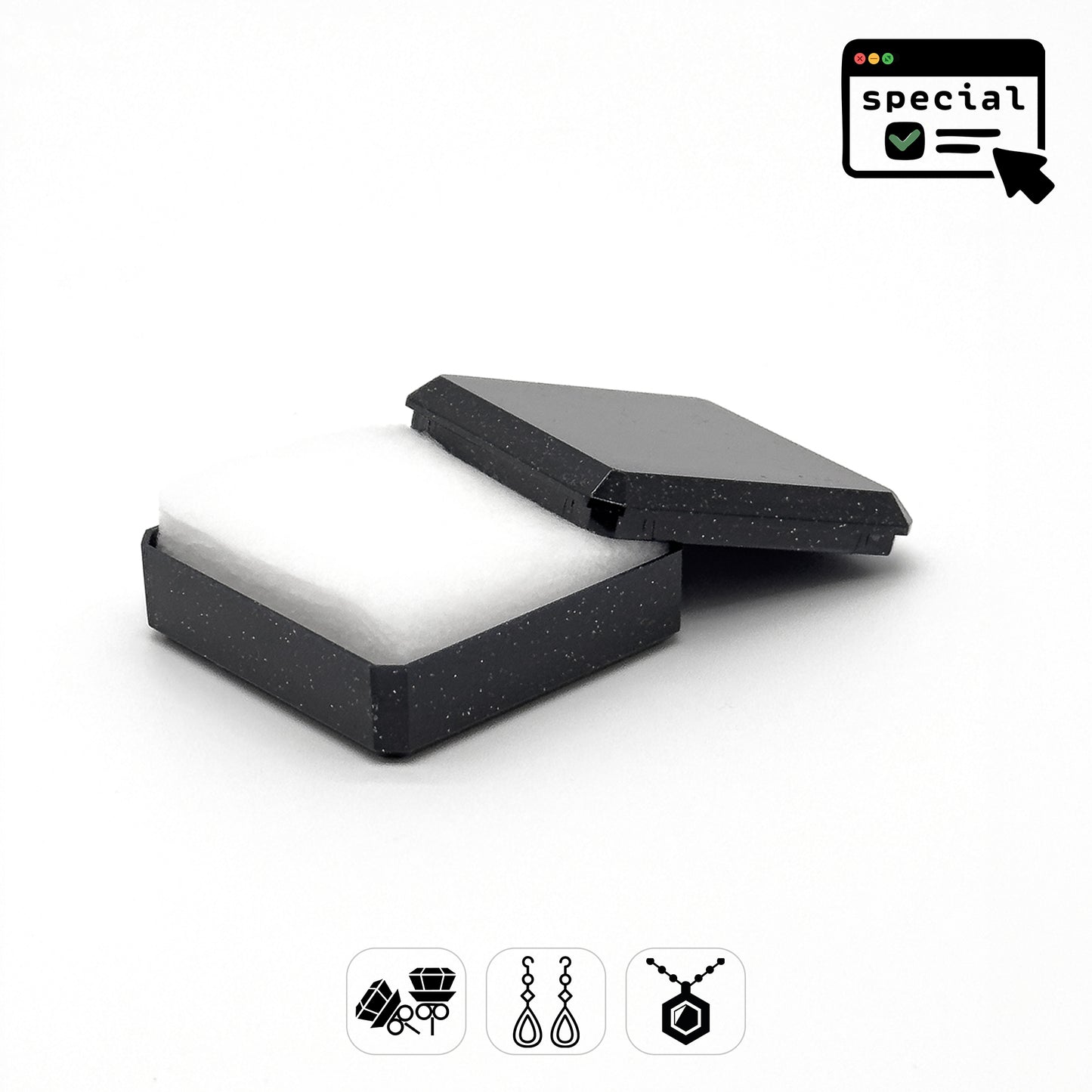 Sparkle | Glittered Large Plastic Universal Box, 80x80mm (Pack of 48)