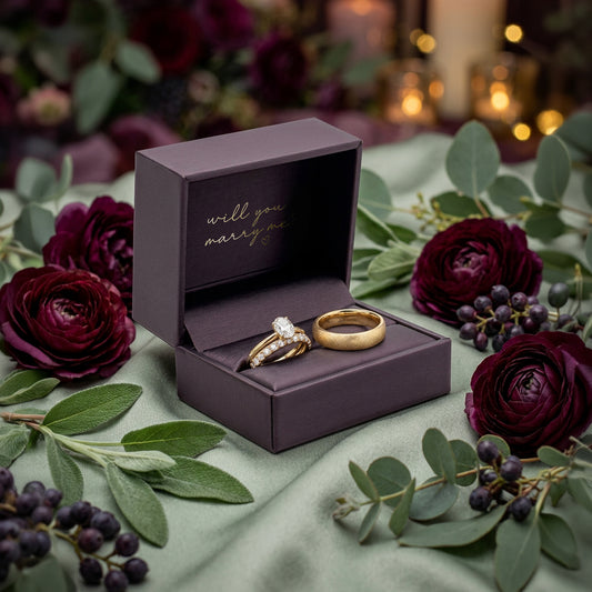 Brilliant | Luxury Satin-Grained Double Wedding Ring Case (Pack of 12)