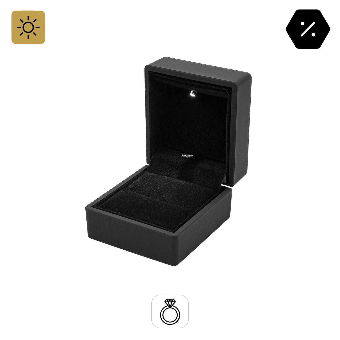 Cambridge LED | Luxury Soft-Touch Ring Case for Illuminated Display (Pack of 12)