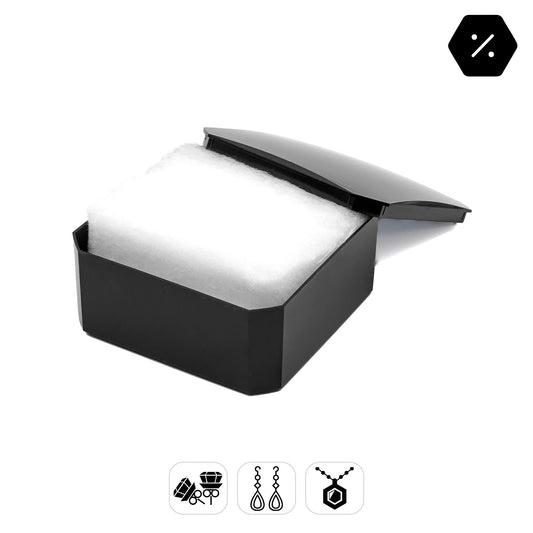 Capri | Retro Monochrome Deep 90x90mm Universal Black Gloss Plastic Box with Cotton Insert (Pack of 30)