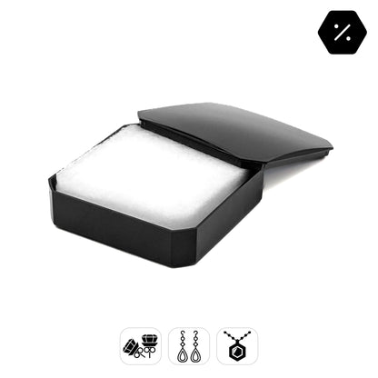 Capri | Retro Monochrome Large 90x90mm Universal Black Gloss Plastic Box with Cotton Insert (Pack of 50)
