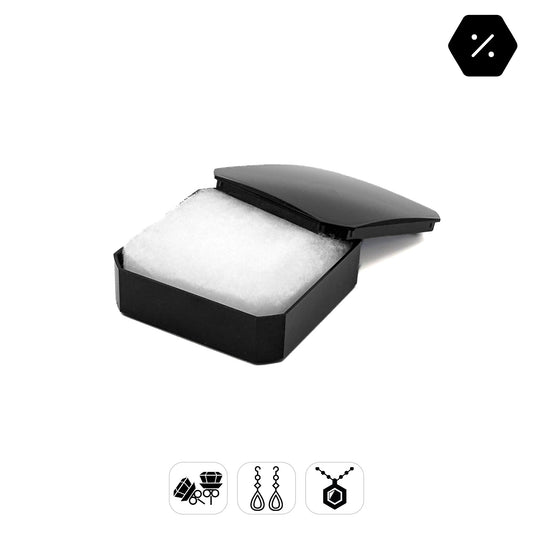 Capri | Retro Monochrome Medium 60x60mm Universal Black Gloss Plastic Box with Cotton Insert (Pack of 100)
