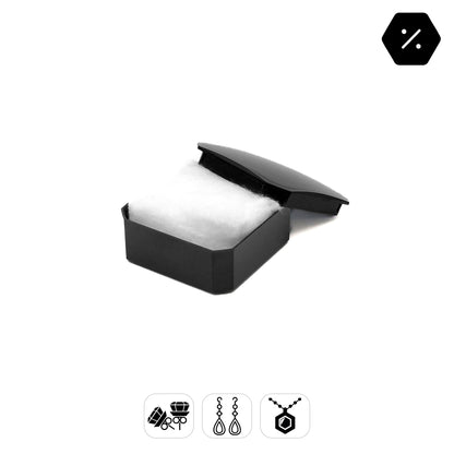 Capri | Retro Monochrome Small 40x40mm Universal Black Gloss Plastic Box with Cotton Insert (Pack of 100)