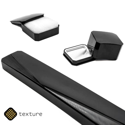 Capri | Retro Monochrome Deep 90x90mm Universal Black Gloss Plastic Box with Cotton Insert (Pack of 30)