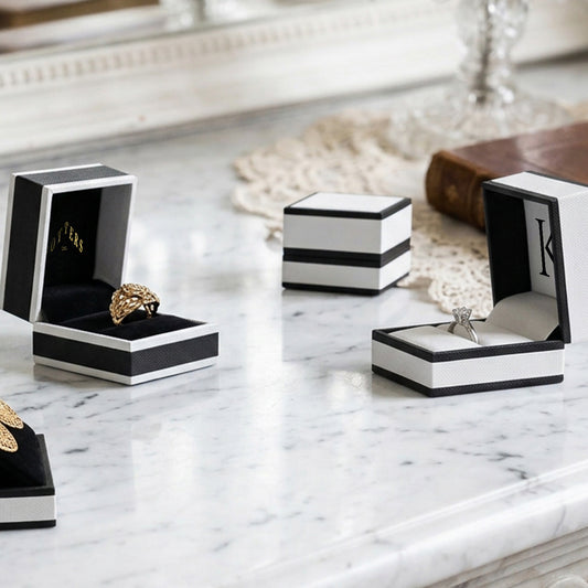 Celebration | French-Inspired Ring Case with Textured Monochrome Finish (Pack of 12)