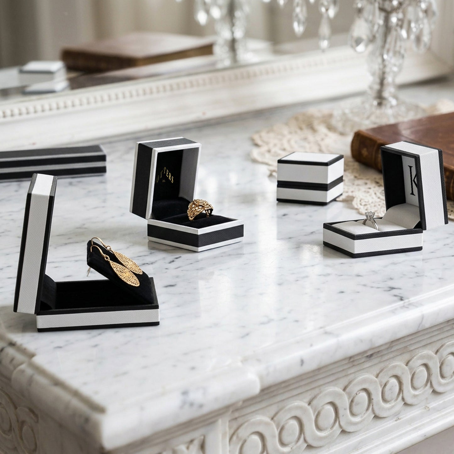 Celebration | French-Inspired Drop Earring Case with Textured Monochrome Finish (Pack of 12)