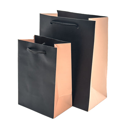Laminated Matt Black / Chic Pink Tote Bags with String Handles for Luxury Gifting (Pack of 10)
