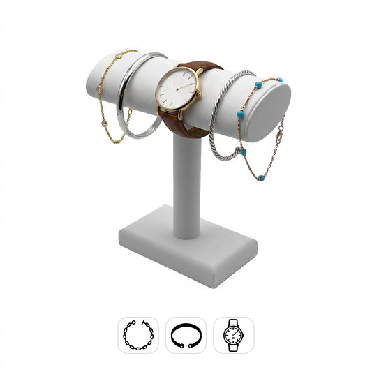 Impressions | T-Bar Bangle / Bracelet / Watch Display Stand  | Black & White PU Leather