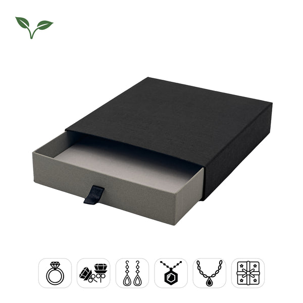 Drawer | Pull-Out Black / Grey Universal Gift Box Including a Ring (Pack of 10)