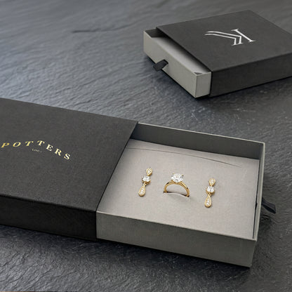Drawer | Pull-Out Black / Grey Universal Gift Box Including a Ring (Pack of 10)