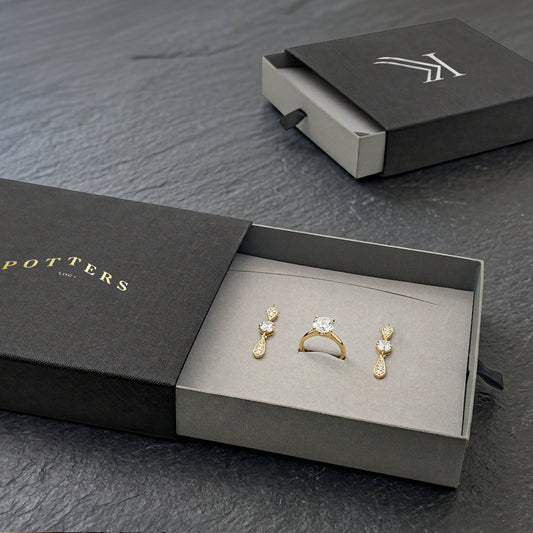 Drawer | Pull-Out Black / Grey Universal Gift Box Including a Ring (Pack of 10)