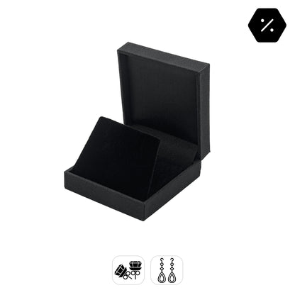 Nuance | Minimalist Deep Black Grained Leatherette Drop Earring Case (Pack of 12)