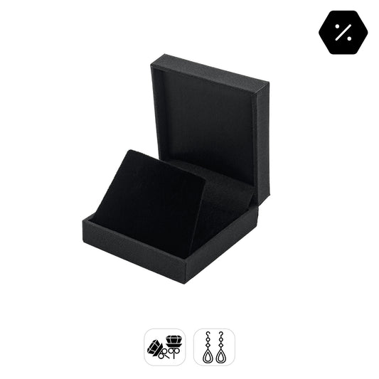 Nuance | Minimalist Deep Black Grained Leatherette Drop Earring Case (Pack of 12)