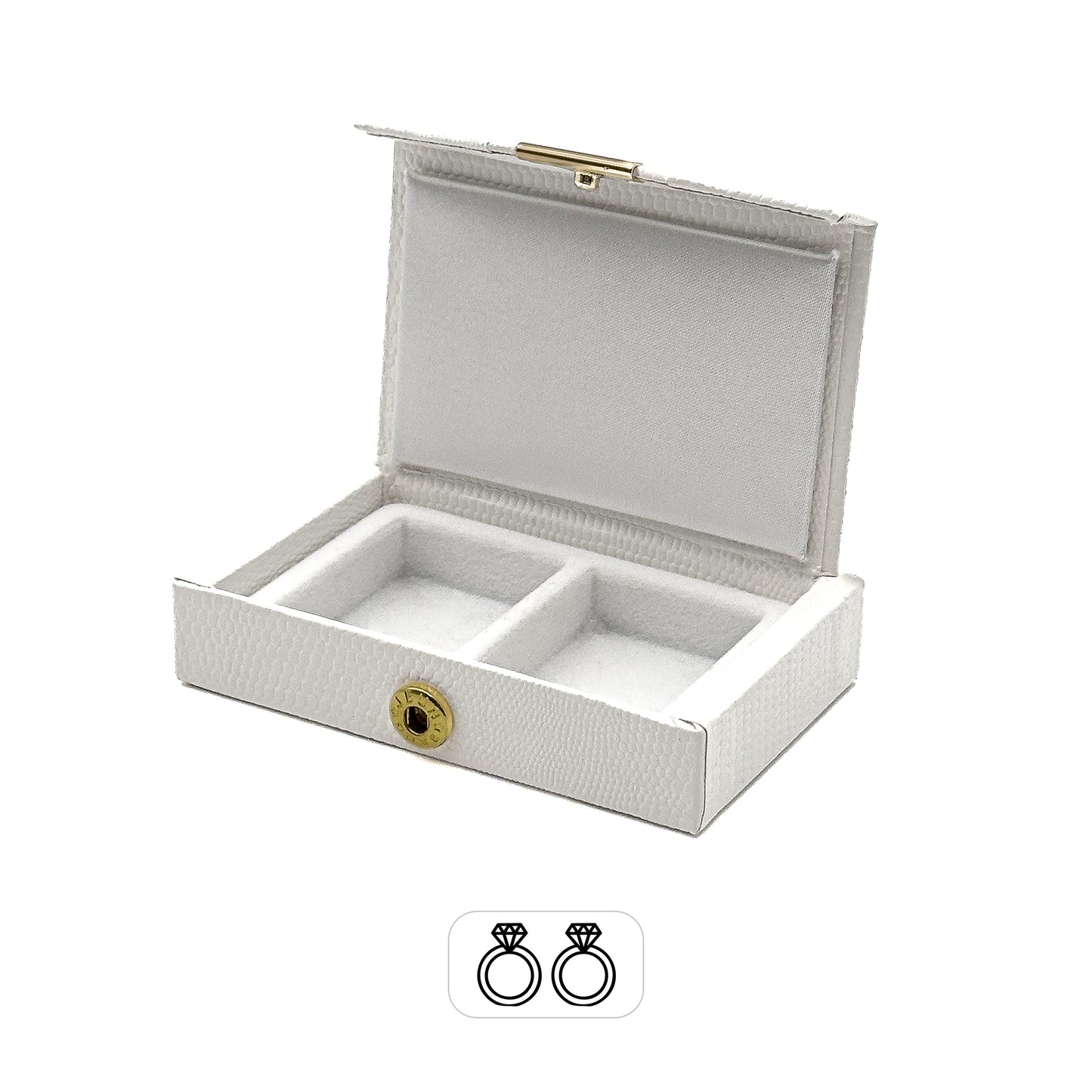Elegance | Premium White Textured Leatherette Wedding Day Ring Case with Gold Button Closure (Pack of 10)